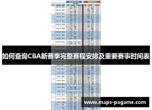 如何查询CBA新赛季完整赛程安排及重要赛事时间表