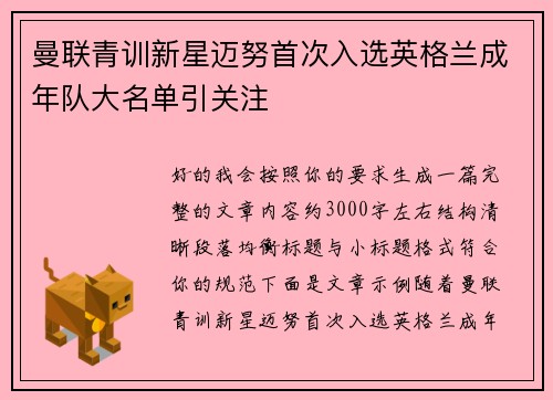 曼联青训新星迈努首次入选英格兰成年队大名单引关注